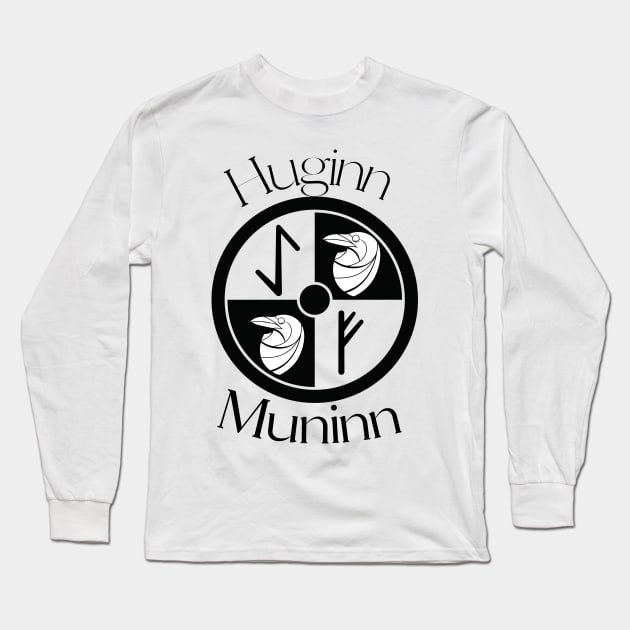 Huginn and Muninn Shield Long Sleeve T-Shirt by GrafDot